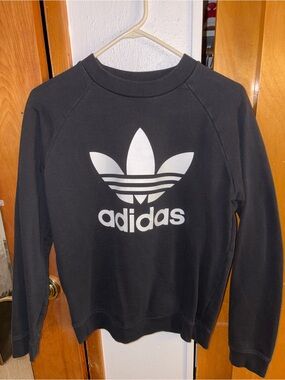 adidas Black Crewneck Sweatshirt with White Trefoil Logo